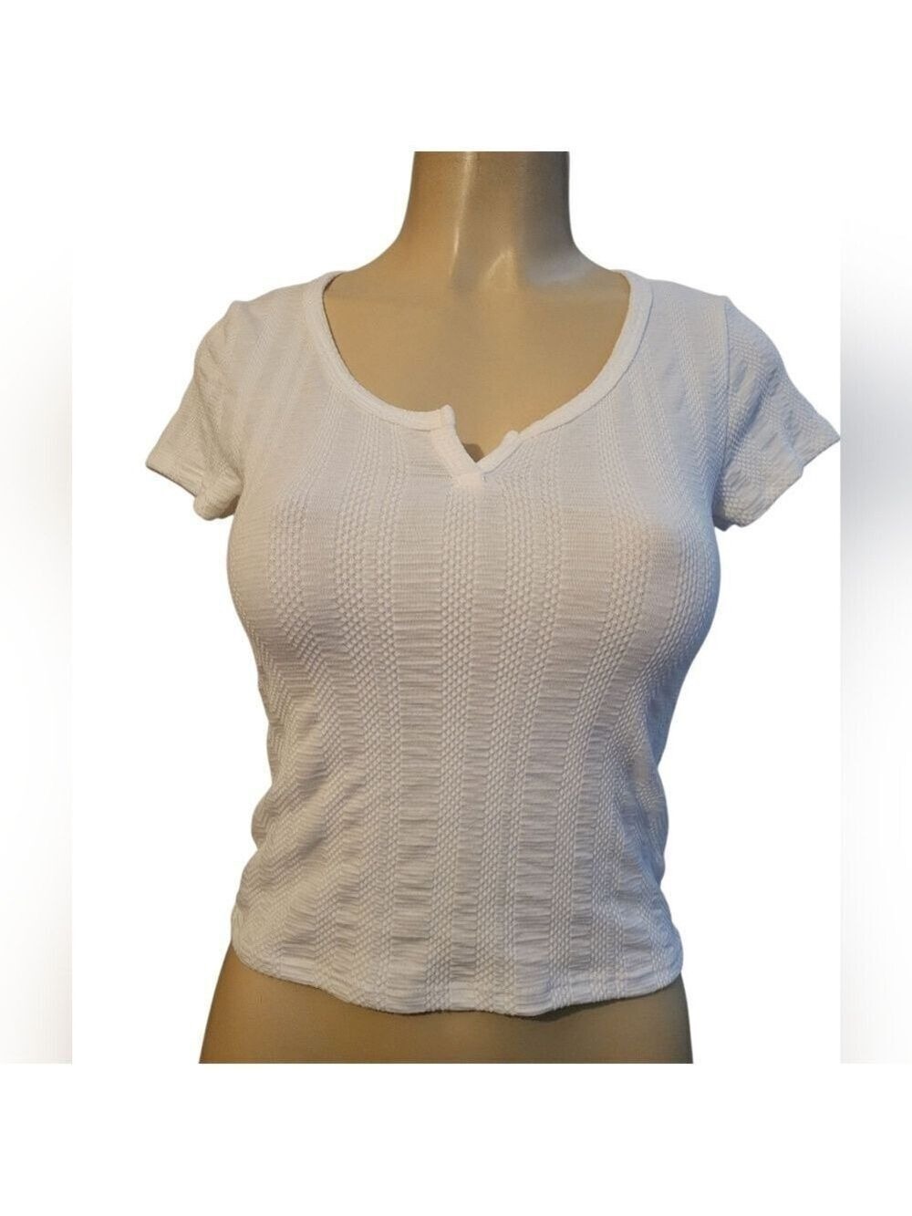 Antistar White Textured Women's Crop Top Small  Summer Spring
